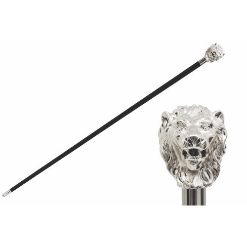 Silver Lion head Cane Pasotti